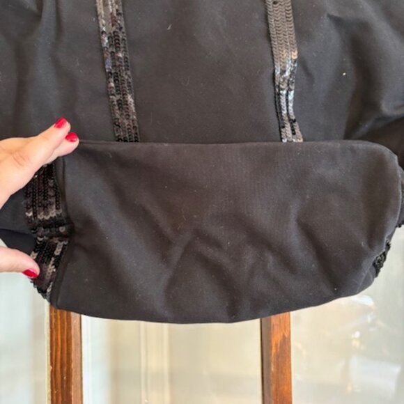 Vanessa Bruno Black Canvas Zipped Cabo Canvas Tote with Sequins - Picture 4 of 9